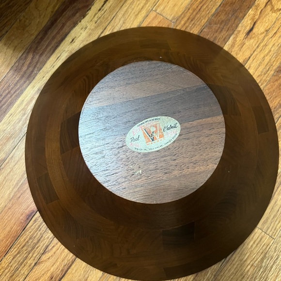 Vintage Mid Century Walnut Wood Salad Bowl MCM 13" - Picture 3 of 7